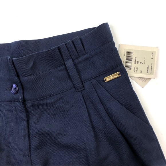 NWT Pili Carrera navy bblue pleated cuffed shorts girl kids 8 - Picture 2 of 8